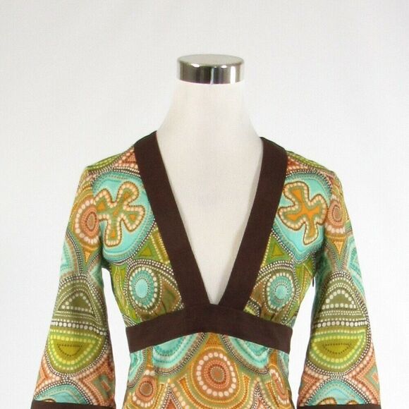 Milly brown cotton kimono sleeve dress 4 - Picture 2 of 8